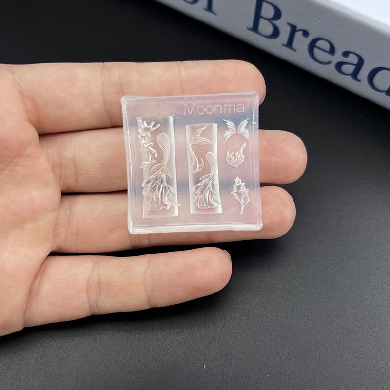 Нейл-арт Мягкий силиконовый молд Медуза Рыбий хвост Молды 3D Силиконовый резной Океанский стиль Шаблон для дизайна ногтей DIY Аксессуары для ногтей