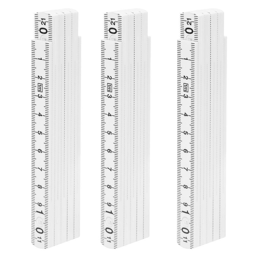 3PCS Plastic Folding Ruler White 10 Fold Foldable Measuring Stick Clear Scale Lightweigh Linear Measurement Tools Carpentry