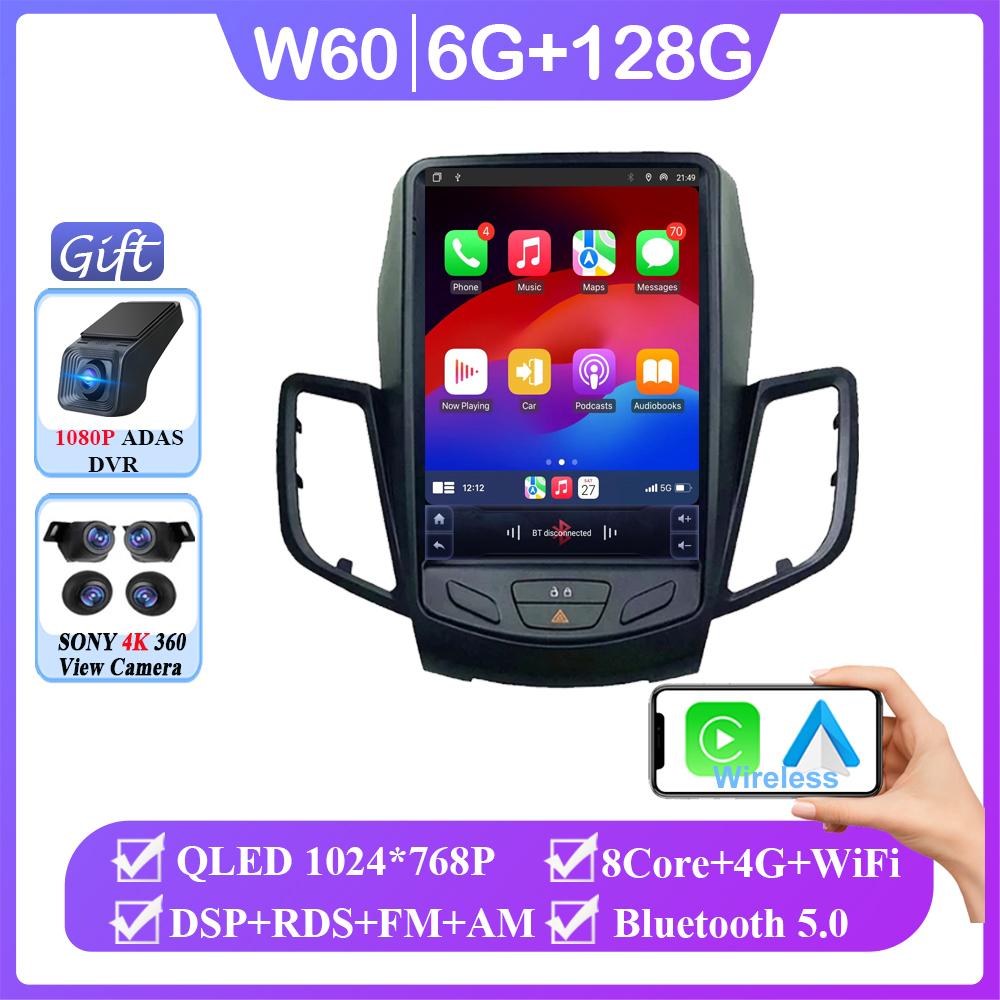 Автомагнитола Android 14 для Ford Fiesta MK7 2009 -2017 GPS-навигация Стерео Мультимедийный плеер Carplay Вертикальный экран Головное устройство