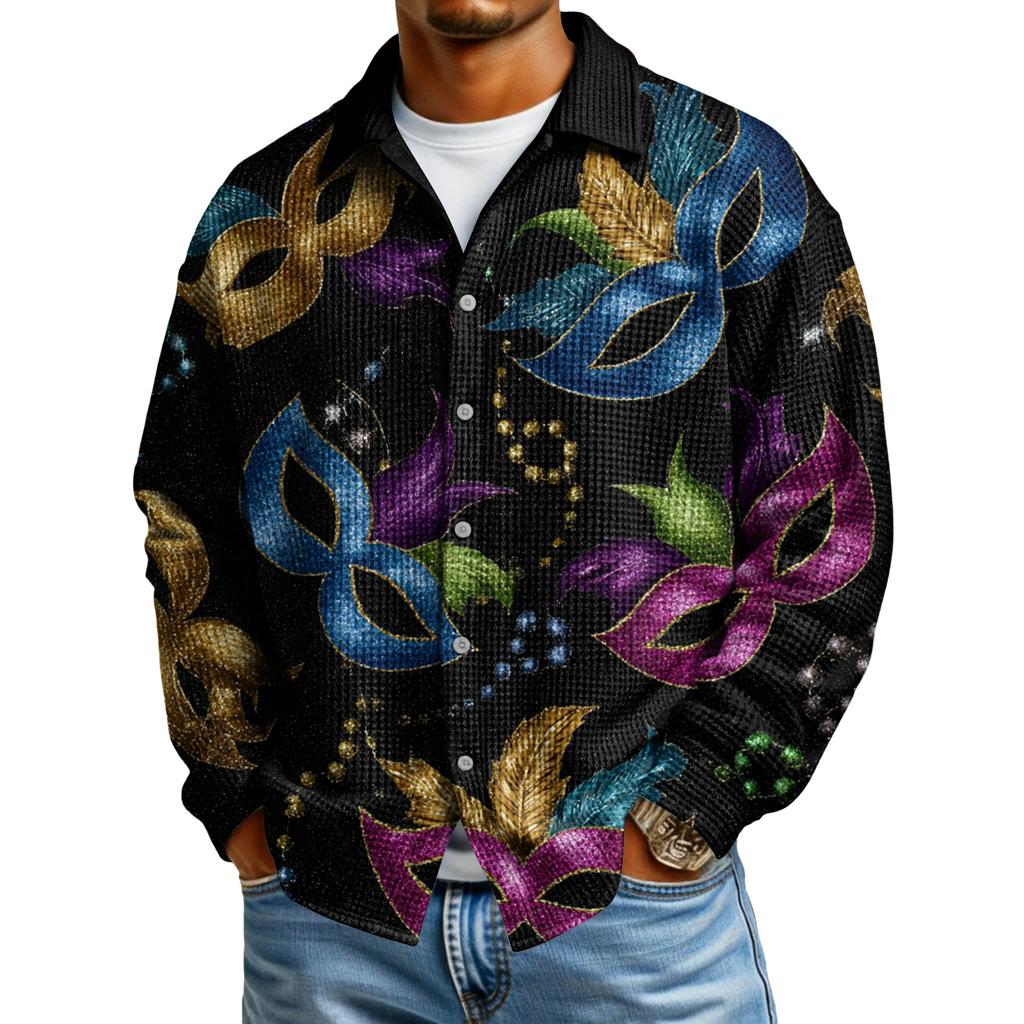 Мужская повседневная рубашка с длинным рукавом на пуговицах