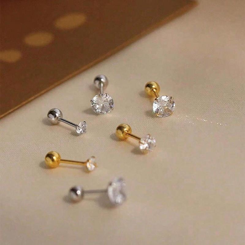 6 шт./Набор Элегантные Минималистичные Женские Серьги, Титановая Сталь Инкрустированная Искусственным Цирконием, Блестящие и Удобные для Пирсинга Ушей