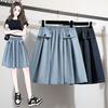 MODIQUE 2025 New Plus Size Summer Women's Elastic Cotton Washout Quarter Pants Blue Denim Pleated Skirt Ladies Loose Casual Basic Shorts