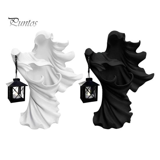 Статуэтка посланника ада на Хэллоуин с фонарем, черно-белая ведьма, призрачный свет, смоляная статуэтка, скульптура, украшение для внутреннего и наружного сада, орнамент
