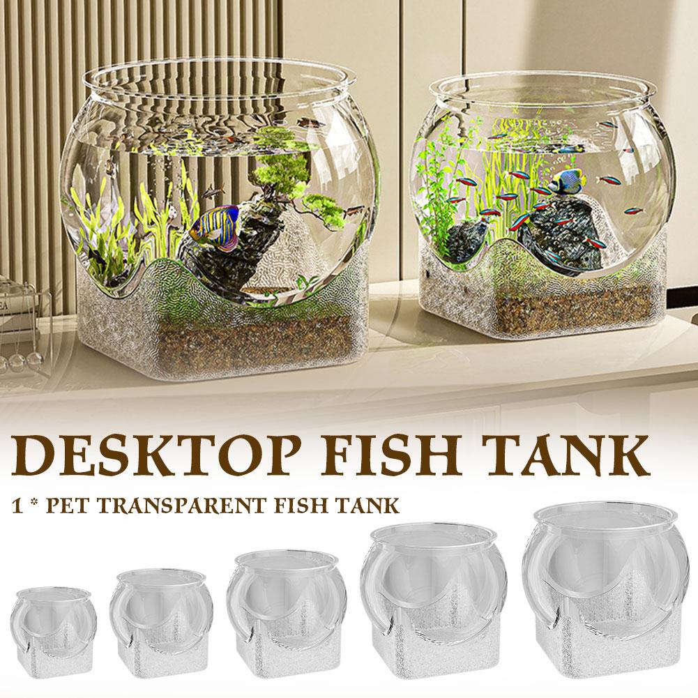 Прозрачный круглый настольный аквариум из ПЭТ для черепахи Betta, устойчивый к чистоте, гидропонный Sh O4O2