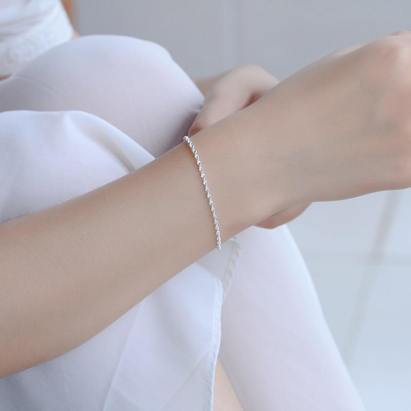 925 Sterling Silver Fashion Simple Elegant Twisted Chain Bracelets Jewelry For Woman Wave Anklet Gifts
