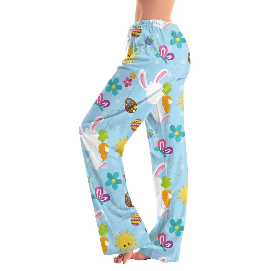 Женские модные свободные повседневные брюки с пасхальным принтом