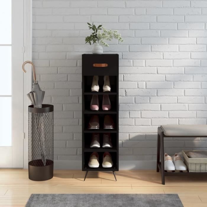 VidaXL Shoe Cabinet Black 30x35x105 Cm Engineered Wood 829645