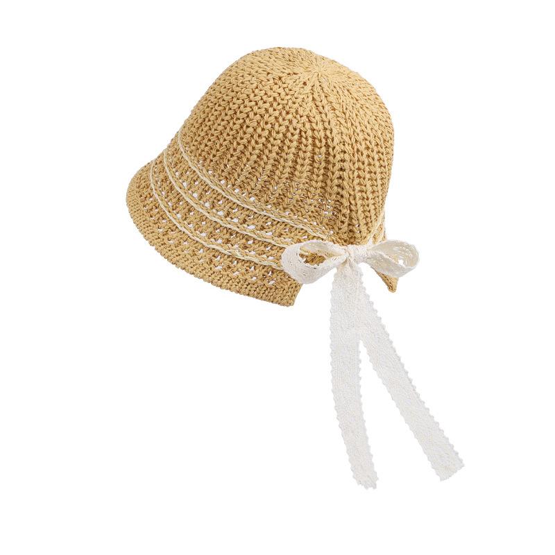 Весенне-летняя дышащая ажурная вязаная кепка с козырьком, повседневная универсальная солнцезащитная шляпа, женская шляпа-ведро с кружевными лентами