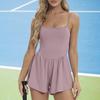 Женское теннисное платье без рукавов, летние плиссированные мини-платья для занятий йогой со вшитыми шортами, спортивный комбинезон на тонких бретельках, короткий сарафан