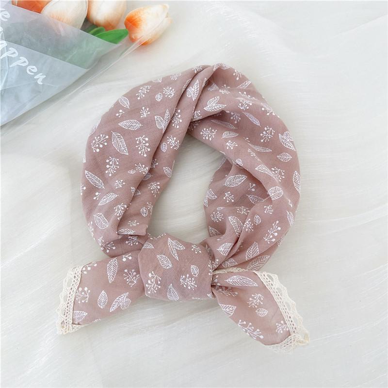 Хлопок лен кружевной край квадратные шарфы 60 см платок шейный платок банданы женский повседневный шейный платок клетчатый принт геометрический узор