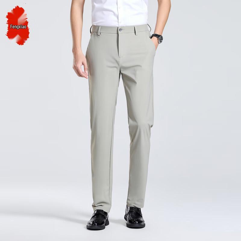 Мужские летние брюки прямого кроя из ледяного шелка в стиле business casual