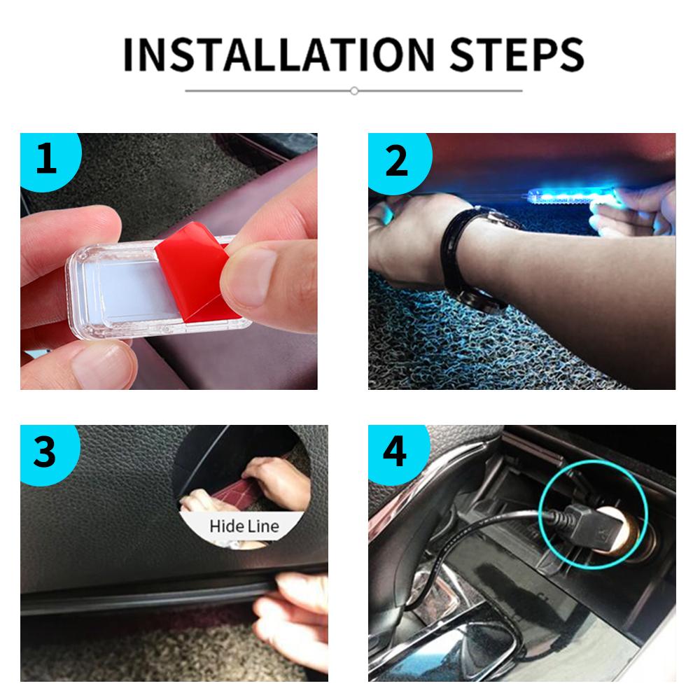 Led Car Foot Ambient Light Neon Mood Lighting Backlight Auto Accessories Interior Decorative Atmosphere Light Neon Lights 4