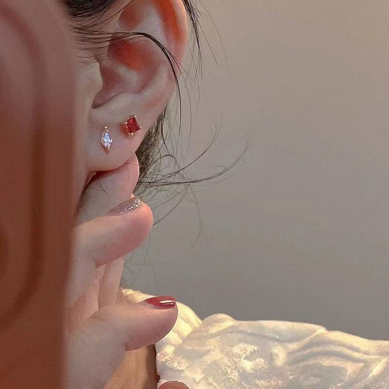 5 шт./компл. серьги-гвоздики с кристаллами женские серебряные серьги-гвоздики в стиле Ins серьги цветные бриллиантовые серьги