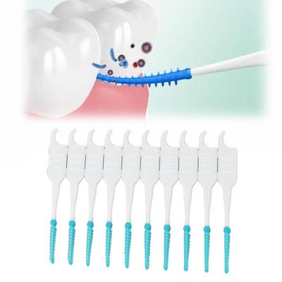 400PCS Soft TPR Interdental Dental Pick Blue Silicone Dental Pick Teeth Gap Cleaning