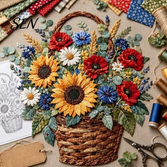Креативные выходные Хобби Проекты Цветочная Корзина Пэчворк DIY Набор, Многослойные Тканевые Цветы Рукоделие Текстурное Цветочное Искусство 3D Швейный Проект для Взрослых,