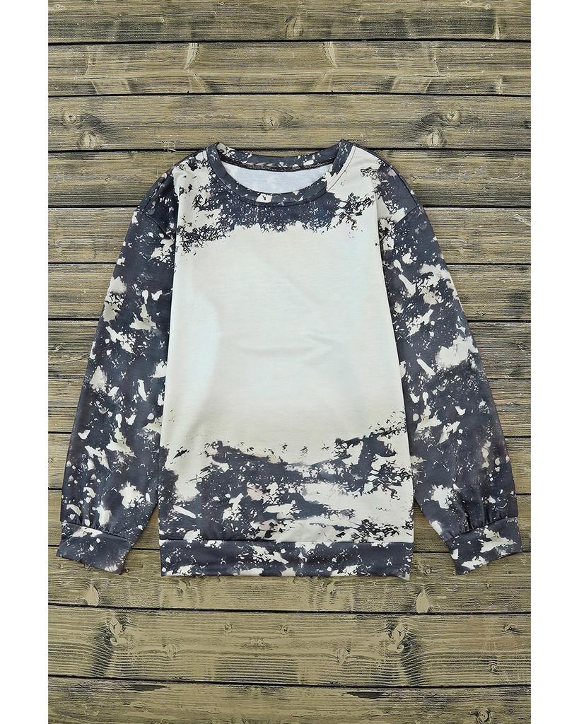 Azura Exchange Винтажный выбеленный топ с длинными рукавами в технике тай-дай