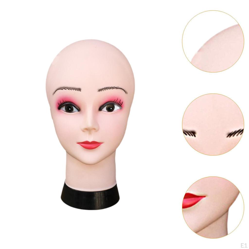 Bald Female Mannequin Head,Cosmetology Lightweight Beauty with Makeup Wig Holder Display Model
