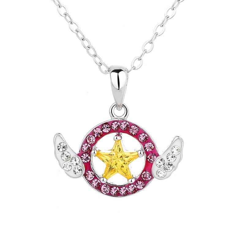 Аниме Cardcaptor Сакура ожерелье из стерлингового серебра 925 пробы звезда кулон ювелирные изделия для женщин девочек подарки на день рождения, Рождество, аксессуары для косплея