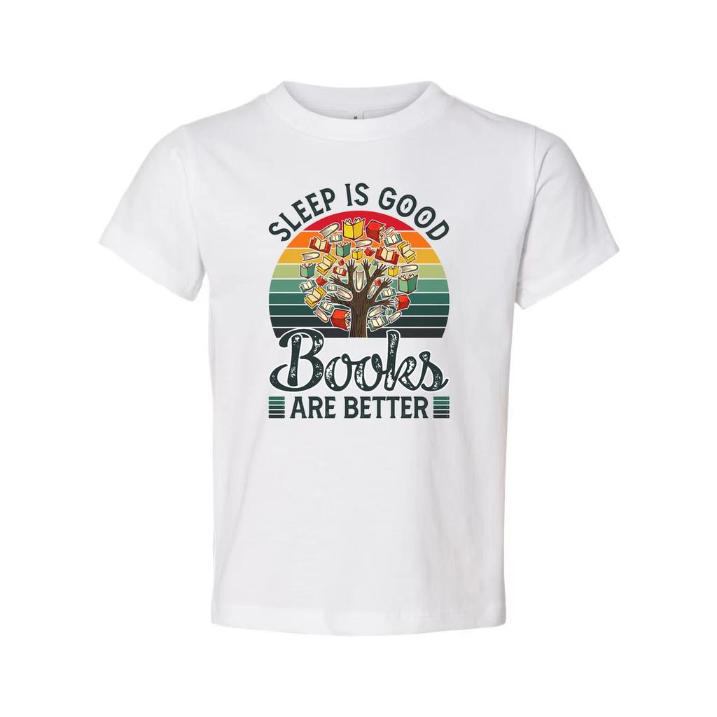Sleep Is Good Books Are Better Graphic Tee For Book Lovers Unisex Casual Shirt F