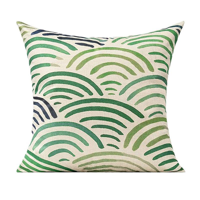 Simple Modern Green Leaves Tropical Plant Series Linen Pillowcase Nordic Small Fresh Style Cushion Cover
