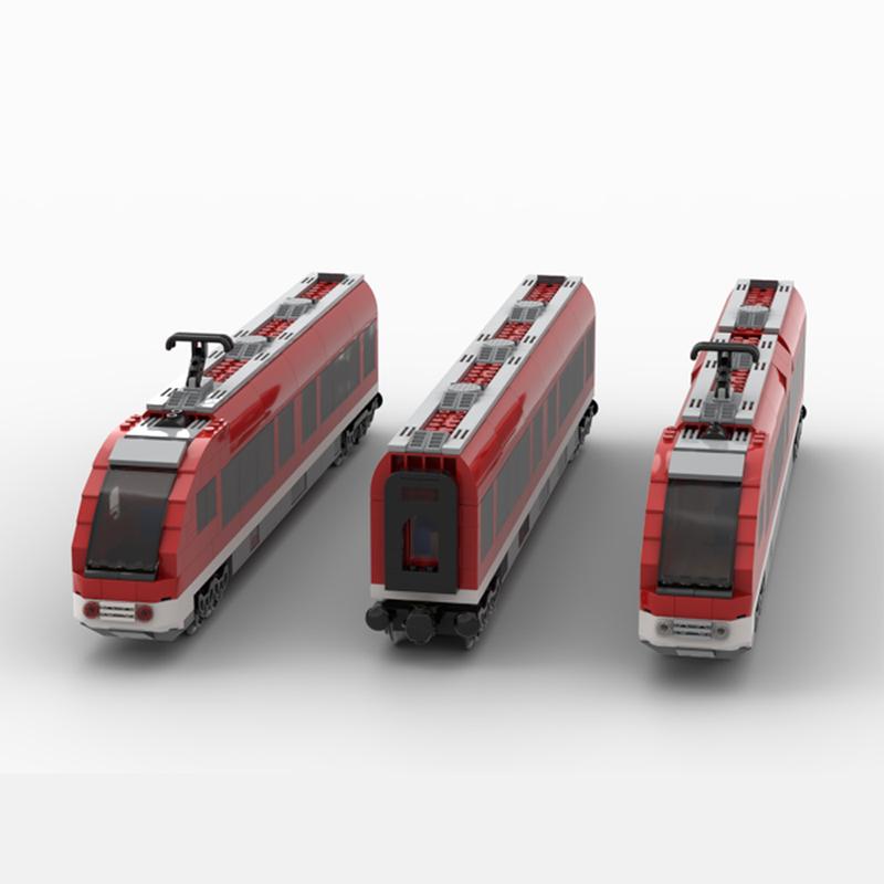 992 шт. MOC Двухэтажный пассажирский поезд Модульные строительные блоки Сделай сам Железнодорожная модель Креативная сборка Игрушка-подарок на день рождения для детей