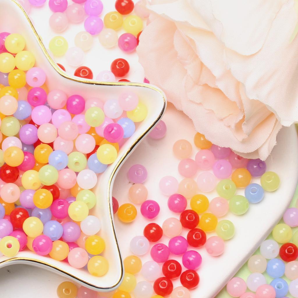 1000 шт. DIY фурнитура 6 мм ювелирные аксессуары акриловые бусины модные желеобразные бусины для изготовления ювелирных изделий круглые для поделок