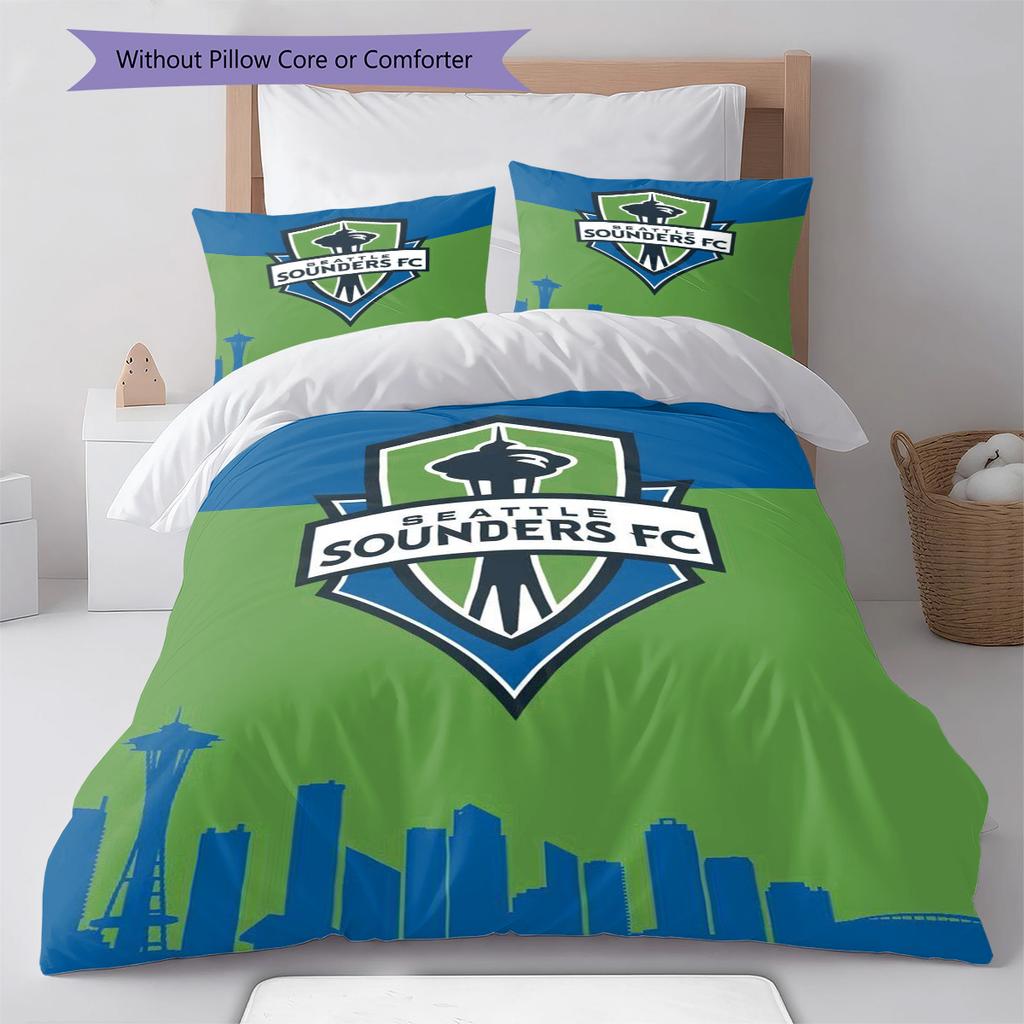 The Seattle Sounders FC Pattern Bedding Set Quilt Cover Pillowcase Home Decor Gift (1 * duvet cover + 2 * pillowcase, without core)