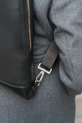 Moleskine Classic Leather Business Backpack with 15-inch Laptop Storage, Vertical Design, Men's, Black, One Size