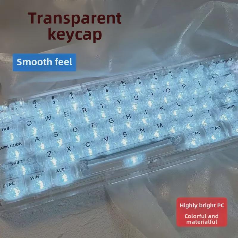 Universal Transparent Mechanical Keyboard Keycap Set: High Light Transmittance, Fits 61/68/87/98/104/132 Key Models
