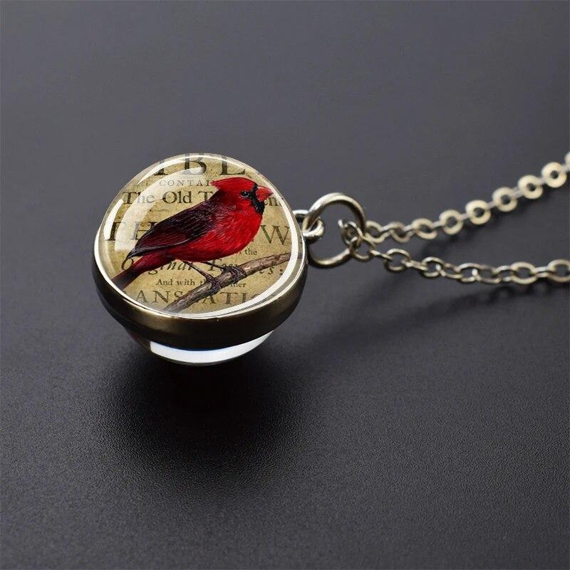 Попугай Феникс Павлин Ворон Ласточка Воробей Сова Двусторонний Стеклянный Шар Подвеска Ожерелье Мужчины Женщины Ювелирные Изделия Подарок