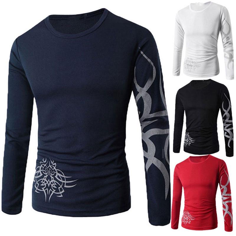 Premium Quality Fashion Men's Slim Fit O-neck Long Sleeve Muscle Tee T-shirt For Casual Wear