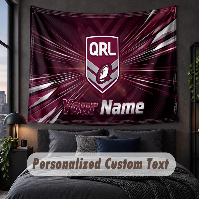 Custom Name Text Tapestry,Queensland Maroons Decorative Wall Hanging, Background Tapestry For Home Bedroom