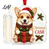 Money Clip for Christmas Tree Cash Gift Holder Ornament Cute Dog Clear Decorative Gift Xmas Hanging Decoration Holiday Party Supplies Favors