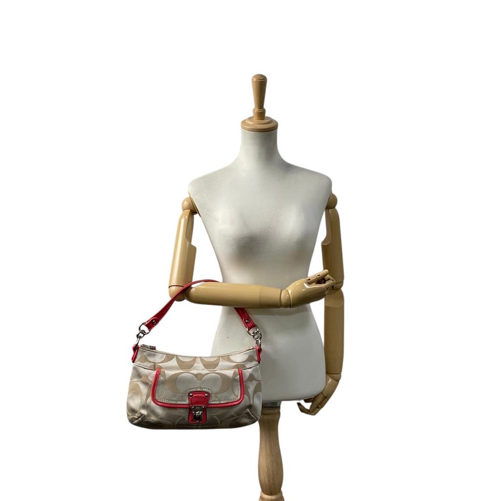 Used COACH 2way Shoulder Bag Groovy Groovy BagShoulder Bag White beige/pink canvas/Patent leather Women