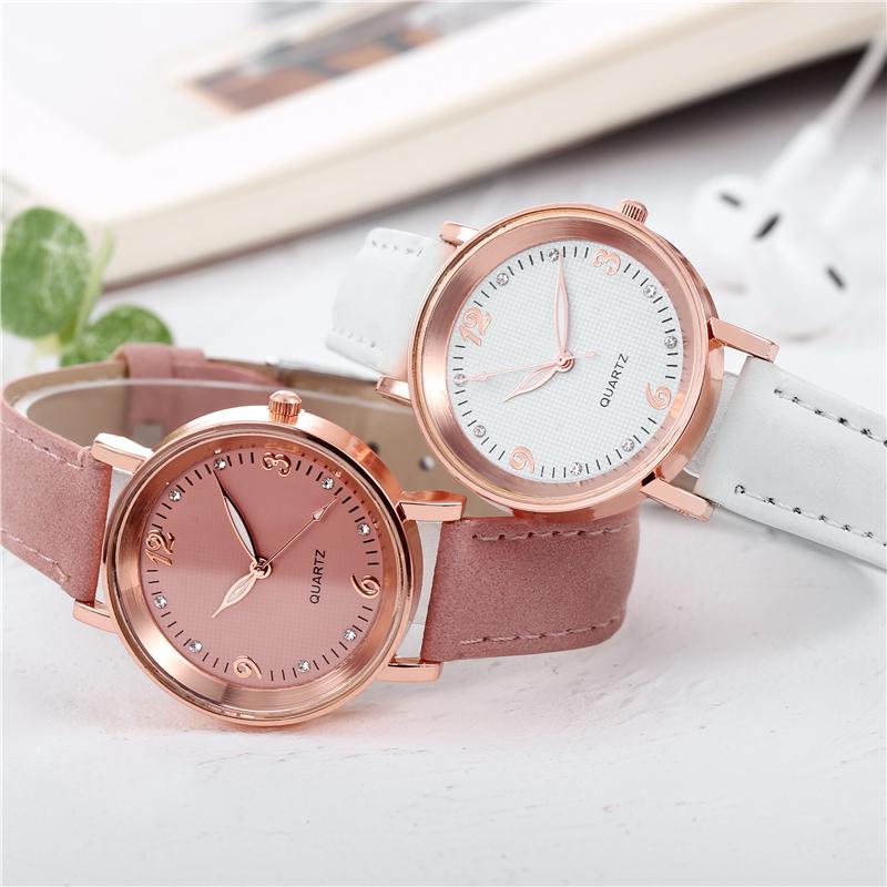 Arabic Dial Watch Women's Casual Leather Band Analog Quartz Watches