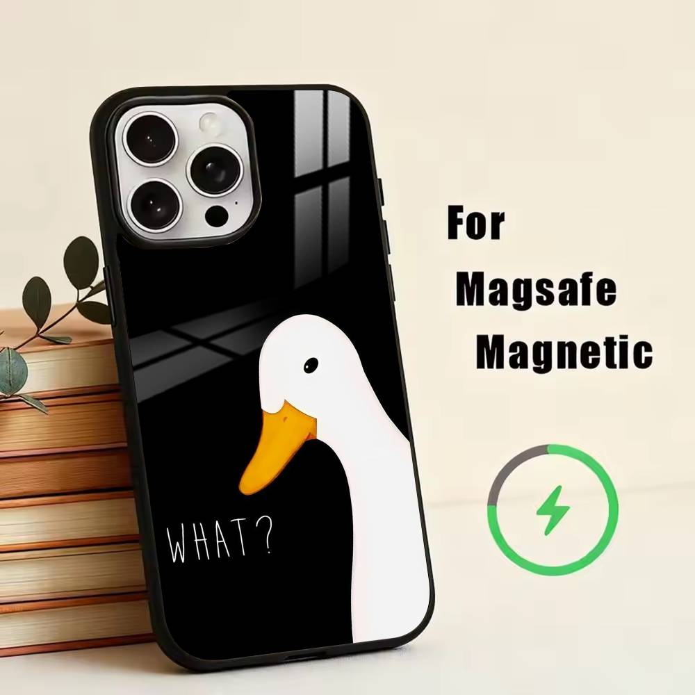 Little Cute Duck Phone Case For iPhone17,16,15,14,13,12,11 Plus,Pro Magnetic For Magsafe Wireless Charging