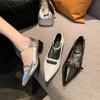 Pointed Toe Women Mary Jane Shoes Women Fashion Banquet Mid Heel Shoes Spring Ladies Elgant Paryt Leather Pumps