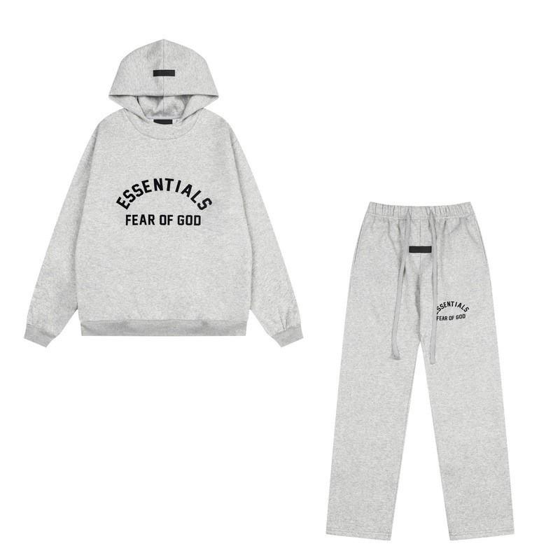 Fear Of God Essentials Hoodie Mens Oversized Cotton Pullover With Flocked Letter Print 2025