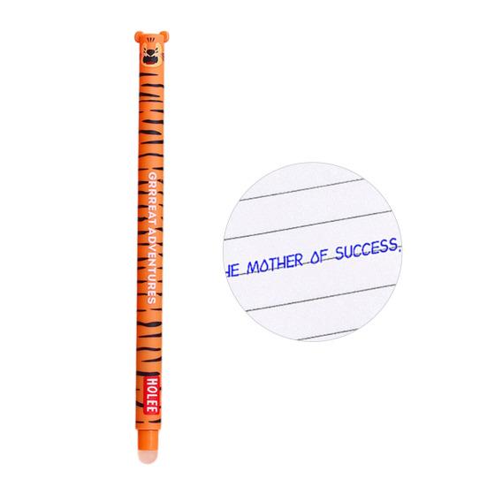 Стирающаяся ручка 0,7 мм с черными чернилами, с мягкой рукояткой, приятной для кожи, с милыми колпачками в виде животных, кнопочный механизм, перезаправляемые ручки, школьные принадлежности