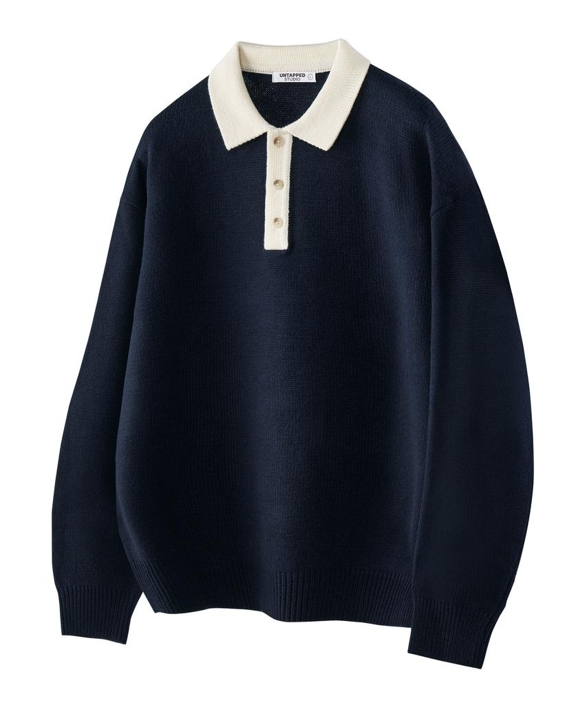 UNTAPPED STUDIO [2Pack] Oversized Color Block Collar Hacci Knit 3 Colors