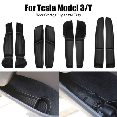 Держатель Аксессуары Для Tesla Model 3 Model Y Передняя Задняя Дверная Ручка Подлокотник Органайзер Боковая Дверная Коробка Для Хранения 4 шт./Комплект