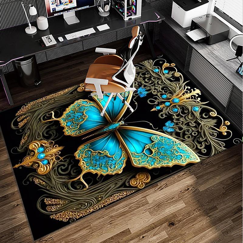Purple Butterfly Garden Office Rug Chair Mat, Entryway Carpet, Suitable for Front Door, Bedroom, Living Room, Desk, Holiday Gift