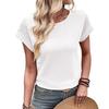 2026 New Women's Waffle Lace Short Sleeve Round Neck Casual Loose T-Shirt