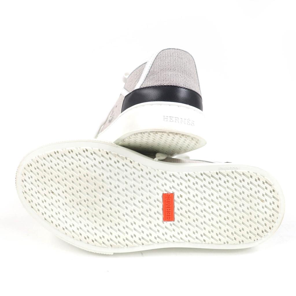 Отличные низкие кроссовки HERMES из кожи и ткани бело-серого цвета Женские 35 Б/у