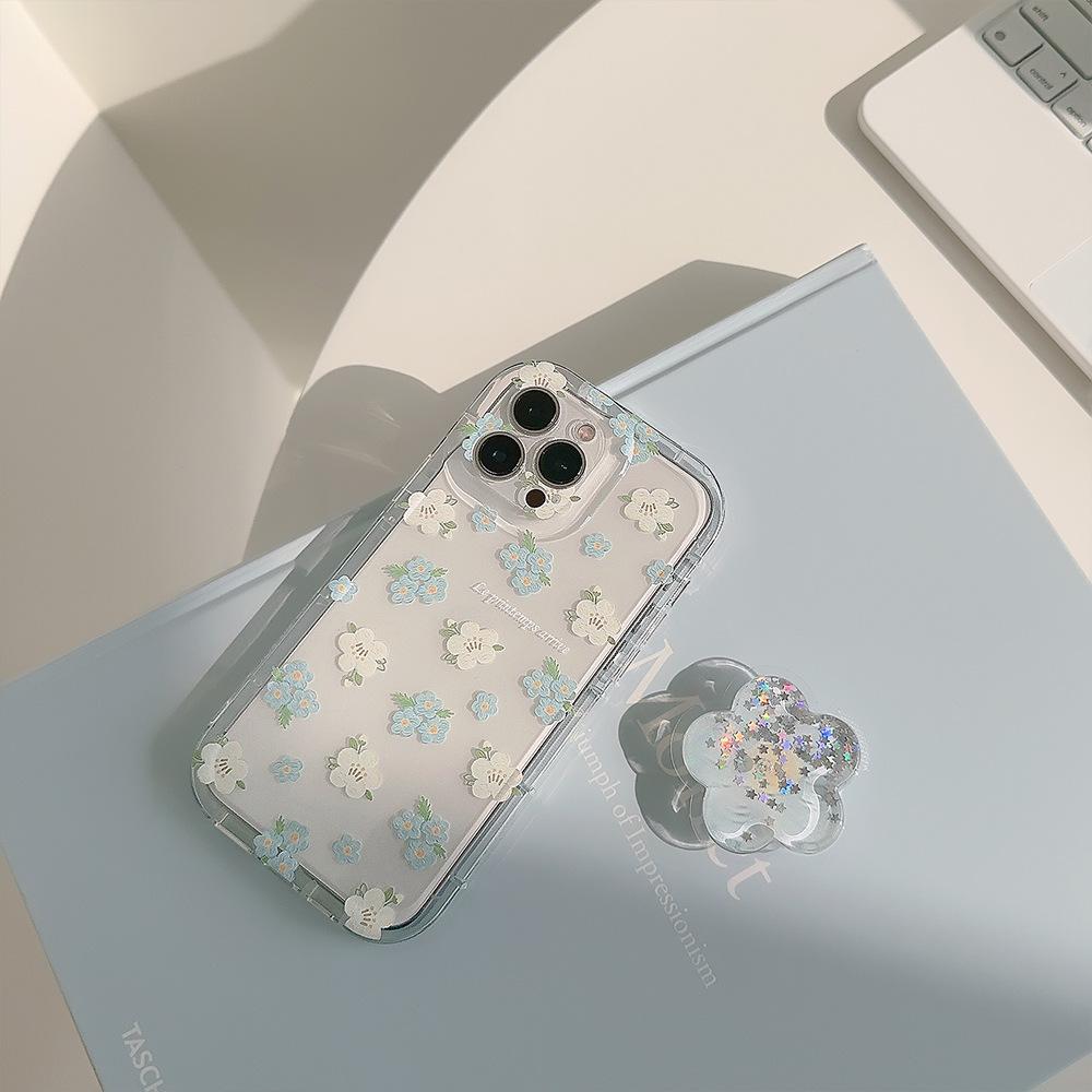 Цветочный для Iphone16 для Apple 14 Чехол для мобильного телефона 11 Простой 15pro Подставка с блёстками 12 Прозрачный 13 Аirbag