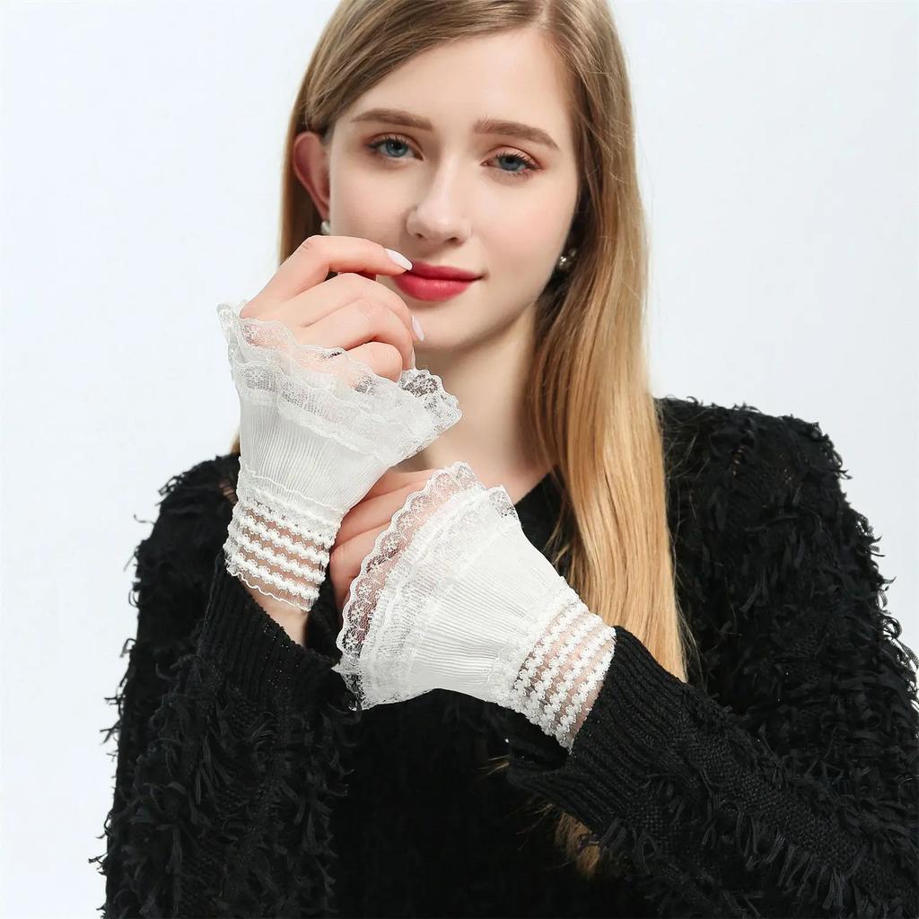 Women Fake Sleeves Detachable Cuffs False Cuffs Sweater Blouse Horn Cuffs Wrist Warmers Summer Flare Sleeve Accessories