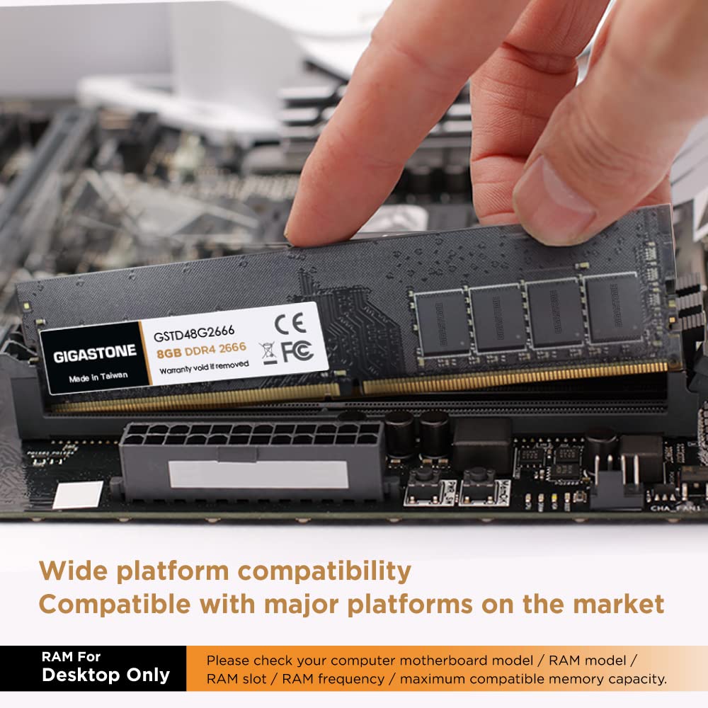 Оперативная память для настольного ПК Gigastone DDR4 8 ГБ x 2 CL19 UDIMM 288-контактный небуферизованный модуль памяти для обновления оперативной памяти настольного ПК (16 ГИГАБАЙТ) DDR4-2666МГц PC4-21300 1.2В