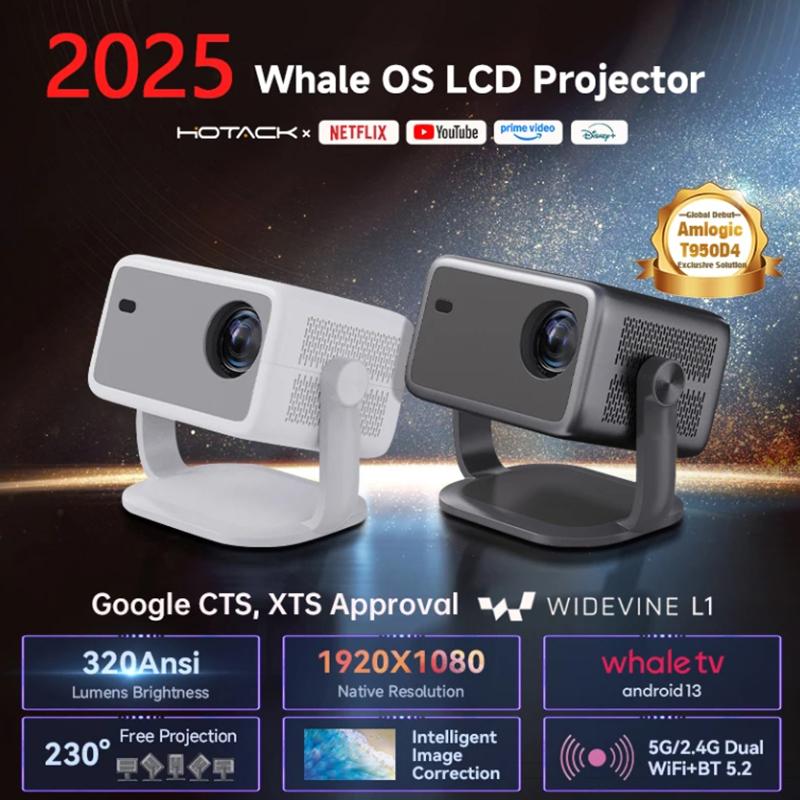 Android 13 Projector L018aa 4k Whale Os Lcd Projector 320ansi Lumens 1920x1080 Native Resolu Free 230° Intelligent Image Correct