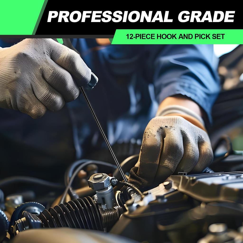 12-Piece Pick And Hook Tools Set, Pick Tool Set Car Auto Oil Seal/O-Ring Seal Gasket Pick Hooks Puller Remove, Long And Mini Pick Tool Set