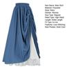 Women Lace Stitching Side Pleated Maxi Skirt Solid Color Double Layer Long Skirt Elastic High Waist Retro A Line Skirt
